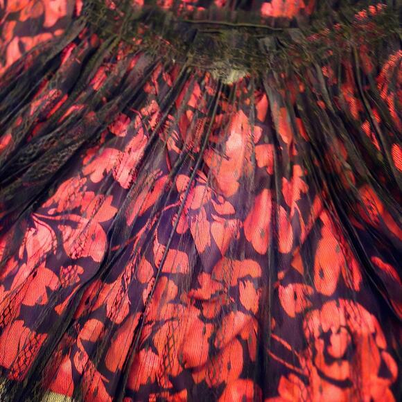 Johnny Was Yolanda Jade Boho pleated maxi skirt black lace fuchsia pink XS - Picture 7 of 16